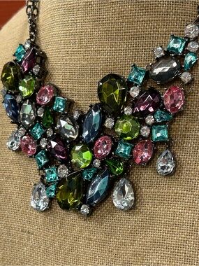 Loulou de la Falaise Signed Multicolor Gem Statement Bib Necklace HSN
